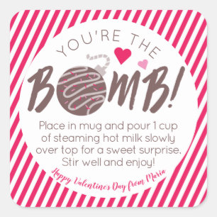 Hot Chocolate Bomb Square Sticker für den Valenti