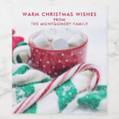 Hot Chocolate & Candy Cane Weihnachten Weinetikett (Einzelnes Label)