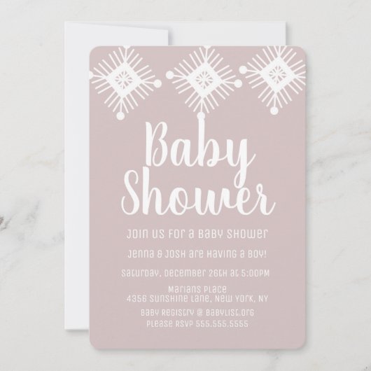 Hot Chocolate Chai Snowflake Babydusche Einladung (Vorderseite)