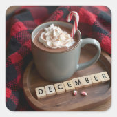 Hot Chocolate Dezember Quadratischer Aufkleber (Vorderseite)