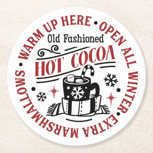 Hot-Chocolate erwärmen Sie sich hier auf der Party Runder Pappuntersetzer (Vorderseite)
