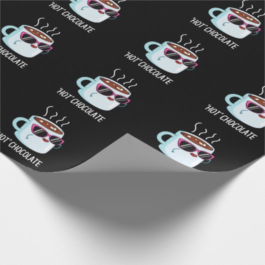 Hot Chocolate Funny Drink Pun Dark BG Geschenkpapier (Ecke)
