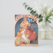 Hot Chocolate Lady Vintage Postkarte (Stehend Vorderseite)