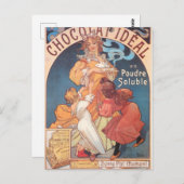 Hot Chocolate Lady Vintage Postkarte (Vorne/Hinten)