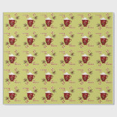 Hot Chocolate Lover Red mit Green Gift Wrap Geschenkpapier (Flach)