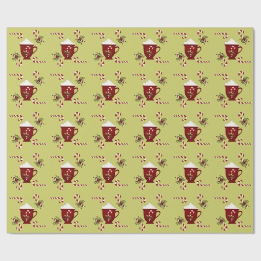 Hot Chocolate Lover Red mit Green Gift Wrap Geschenkpapier (Flach)