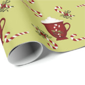 Hot Chocolate Lover Red mit Green Gift Wrap Geschenkpapier (Rolleneckpunkt)