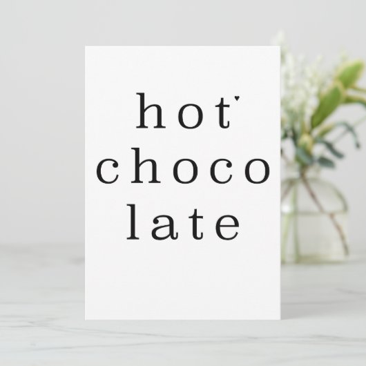 Hot chocolate - minimalistic typography card karte (Stehend Vorderseite)
