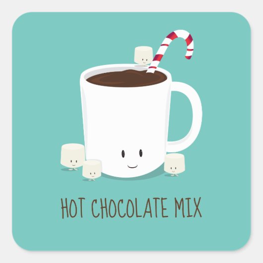 Hot Chocolate Mix Christmas Quadratischer Aufkleber (Vorderseite)