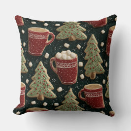 Hot Chocolate Mugs And Christmas Tree Cookies Kissen