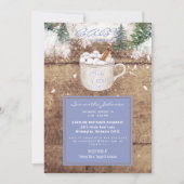 Hot Chocolate Rustic Baby Es ist kalt blauer Dusch Einladung (Vorderseite)