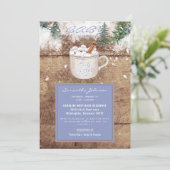 Hot Chocolate Rustic Baby Es ist kalt blauer Dusch Einladung (Stehend Vorderseite)