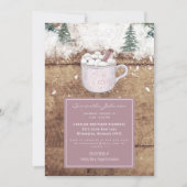 Hot Chocolate Rustic Baby Es ist kalt rosa Dusche Einladung (Vorderseite)