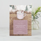 Hot Chocolate Rustic Baby Es ist kalt rosa Dusche Einladung (Stehend Vorderseite)