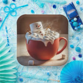 Hot Chocolate Snowman Pappteller (Party)