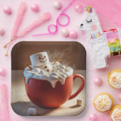 Hot Chocolate Snowman Pappteller (Party)