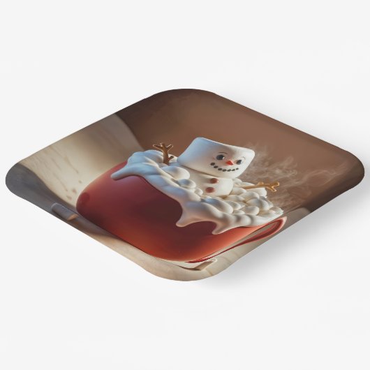 Hot Chocolate Snowman Pappteller (Gewinkelt)