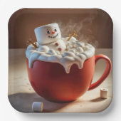 Hot Chocolate Snowman Pappteller (Vorderseite)