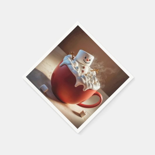 Hot Chocolate Snowman Serviette (Ecke)