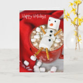 Hot Chocolate Snowman with scarf Karte (Gelbe Blume)