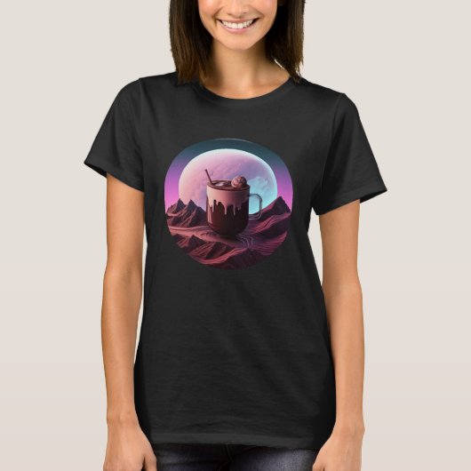 Hot Chocolate Synthwave 80s Retrowave Aesthetic T-Shirt (Vorderseite)