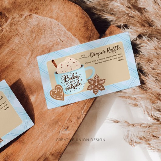 Hot Chocolate Winter Baby Boy Diaper Raffle Begleitkarte