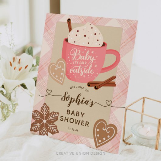 Hot-Chocolate Winter Baby Dusche Begrüßungszeichen Sockelschild