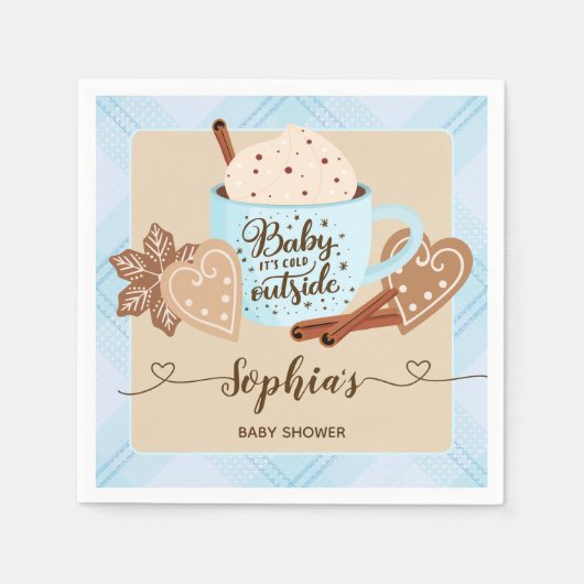 Hot Chocolate Winter Baby Shower Boy Serviette (Vorderseite)