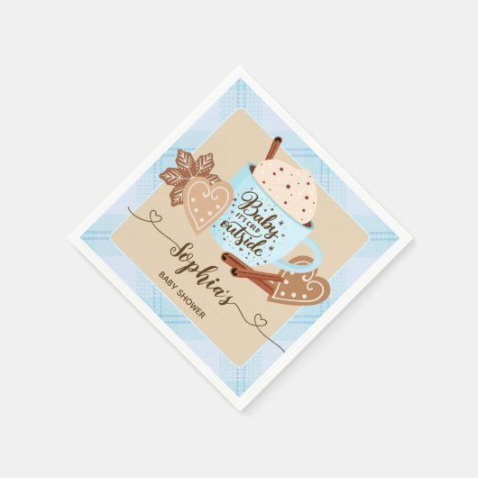 Hot Chocolate Winter Baby Shower Boy Serviette (Ecke)