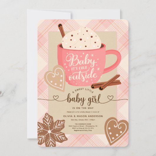 Hot Chocolate Winter Baby Shower Girl Baby Einladung (Vorderseite)