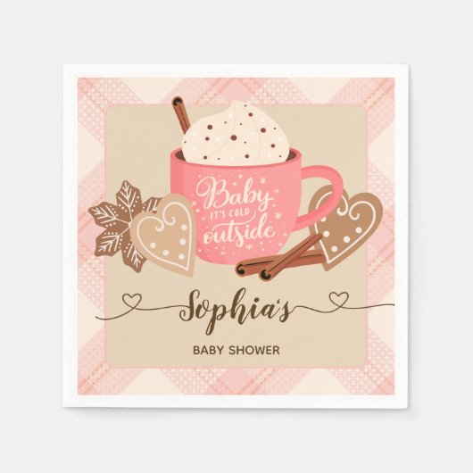 Hot Chocolate Winter Baby Shower Girl Serviette (Vorderseite)