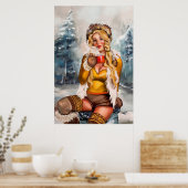 "Hot Chocole on a Cold day" Pinup Art Collection Poster (Küche)