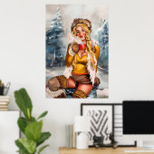 "Hot Chocole on a Cold day" Pinup Art Collection Poster (Heimbüro)