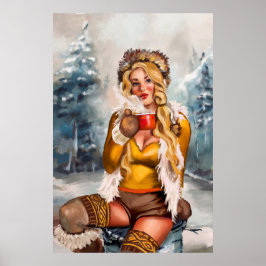 "Hot Chocole on a Cold day" Pinup Art Collection Poster