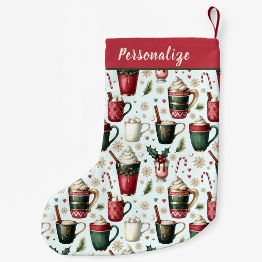 Hot Christmas Holiday Drinks Pattern Personalized Kleiner Weihnachtsstrumpf (Rückseite)