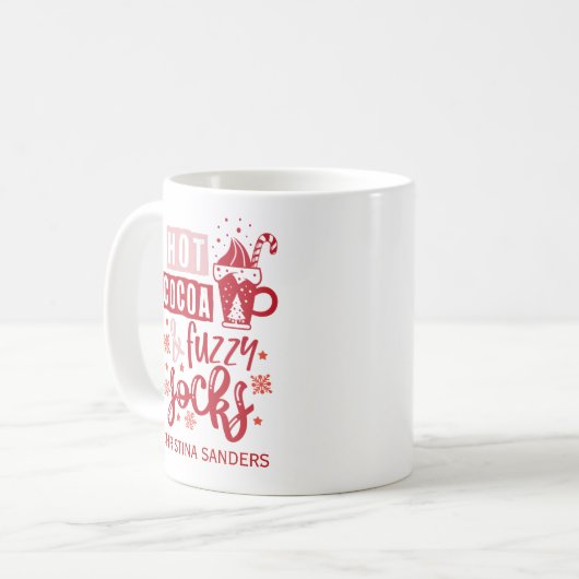 Hot Cocoa and Fuzzy Socks Cute Christmas Kaffeetasse (Vorderseite Links)