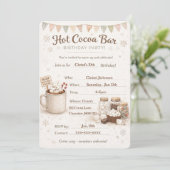 Hot Cocoa Bar Birthday Invitation Einladung (Stehend Vorderseite)