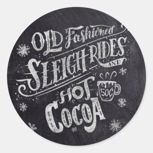 Hot Cocoa Bar Chalkboard Runder Aufkleber (Vorderseite)