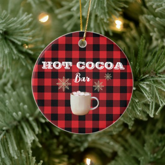 Hot Cocoa Bar Karo Berg Keramik Ornament (Baum)