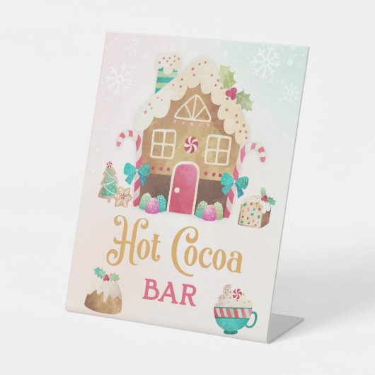 Hot Cocoa Bar Sign mit Gingerbrett House Sockelschild (Vorderseite)