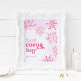Hot Cocoa Bar Sign | Pink Hot Cococoa Zeichen Poster