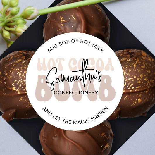 Hot Cocoa Bomb Instructions Trendy Beige Retro Runder Aufkleber