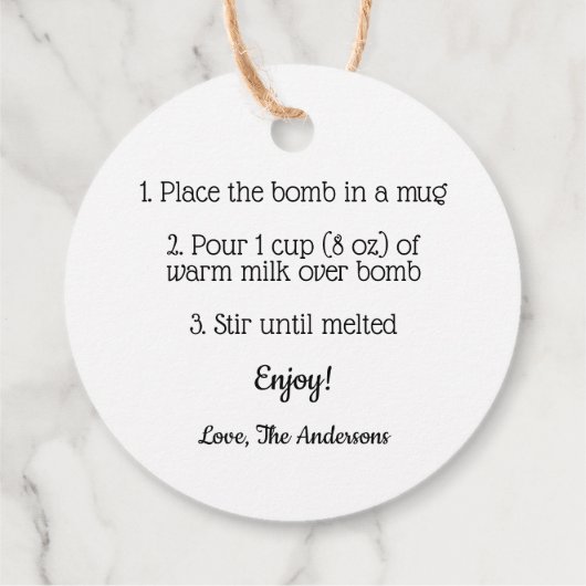 Hot Cocoa Bomb Tag Geschenkanhänger (Rückseite)