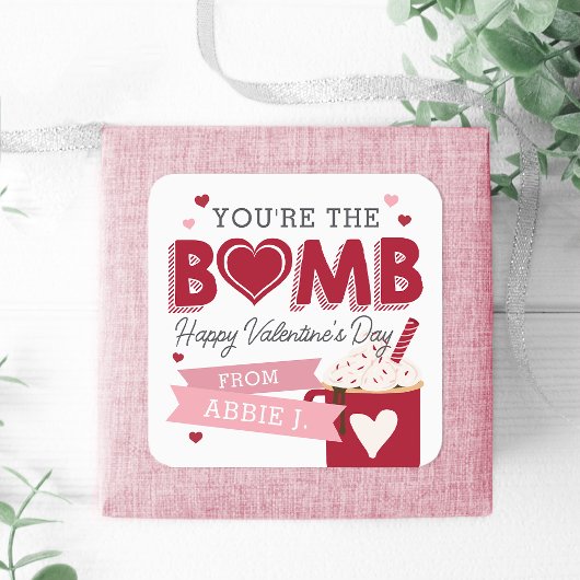 Hot Cocoa Bomb Valentinstag Quadratischer Aufkleber