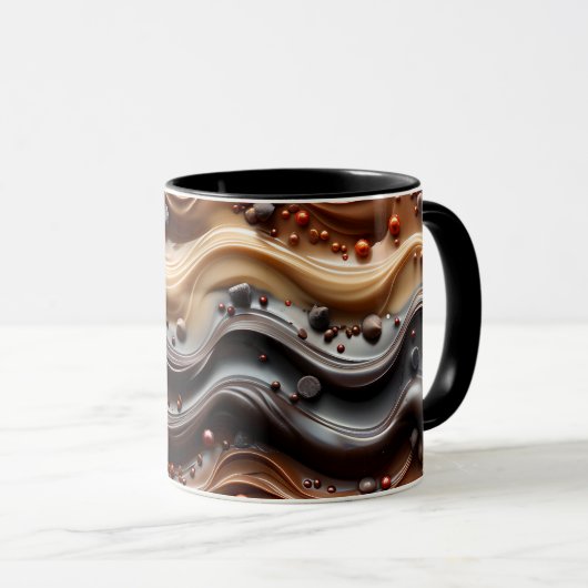 Hot Cocoa Chocoholic Funny Humor Modern Brown Tasse (VorderseiteRechts)