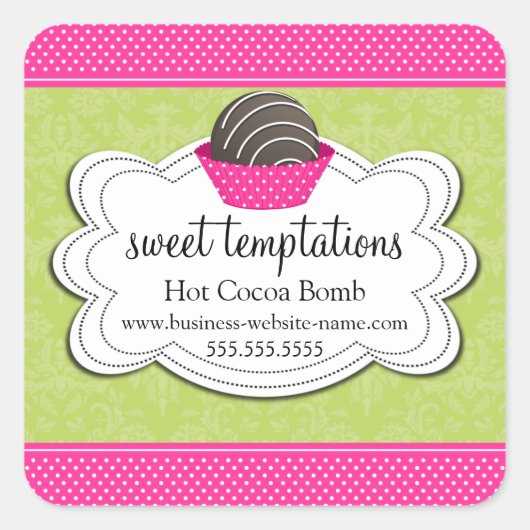 Hot Cocoa Chocolate Bombe Quadratischer Aufkleber (Vorderseite)