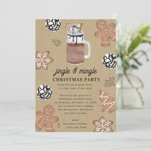Hot Cocoa Chocolate Cookies Christmas Party Einladung (Stehend Vorderseite)