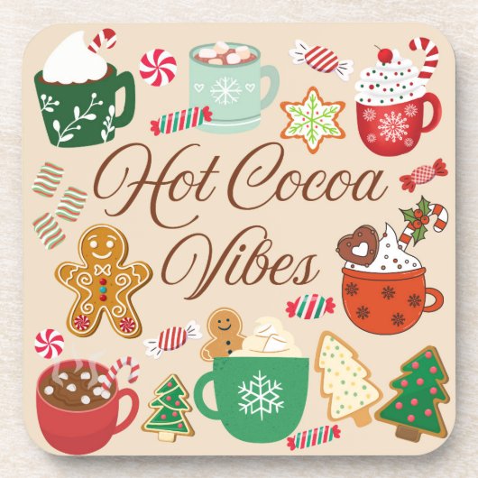 Hot Cocoa Christmas Vibes Getränkeuntersetzer (Vorderseite)