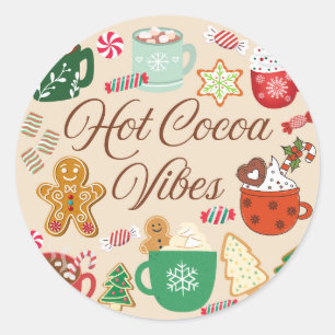Hot Cocoa Christmas Vibes Runder Aufkleber