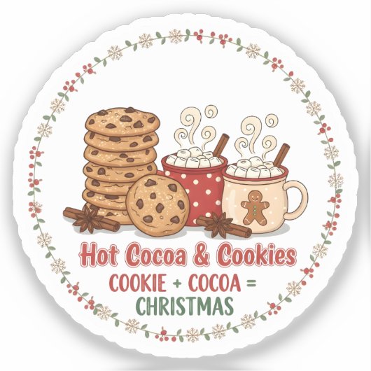 Hot Cocoa & Cookies Christmas Aufkleber (Vorderseite)